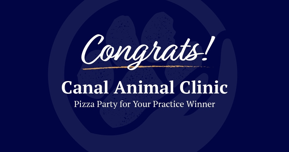 Canal Animal Clinic prize winner announcement banner.