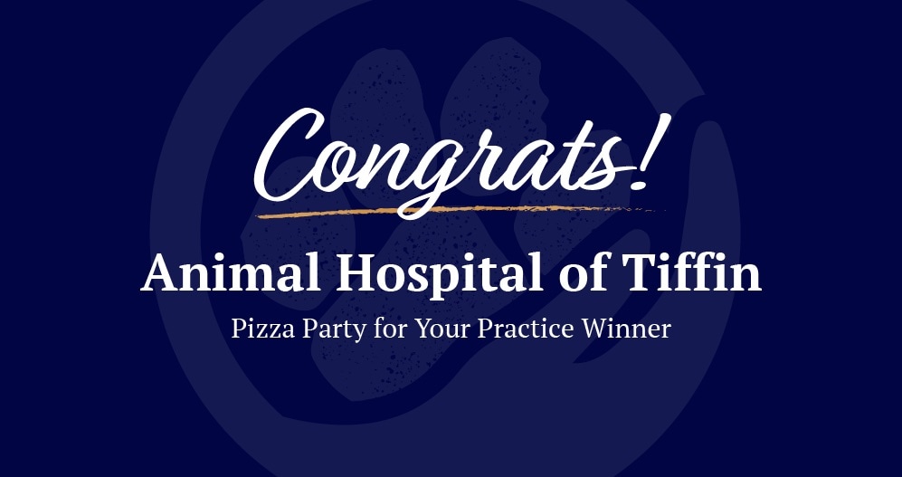 Animal Hospital of Tiffin congratulations banner.