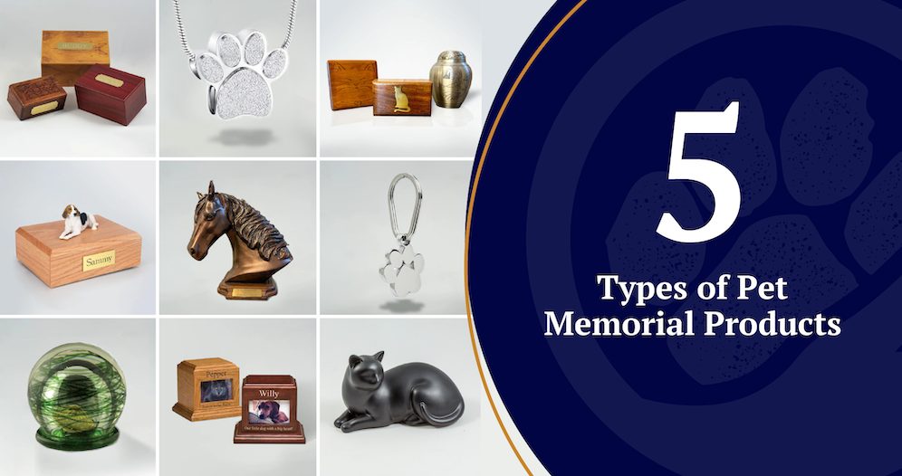 A grid of Pet Cremation Services pet memorial products.